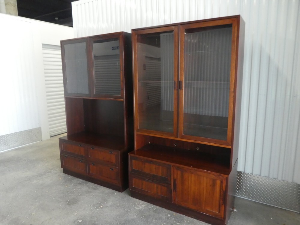 2 IMPOSING DANISH MODERN ROSEWOOD BOOKCASES WITH INTERNAL LIGHTING
