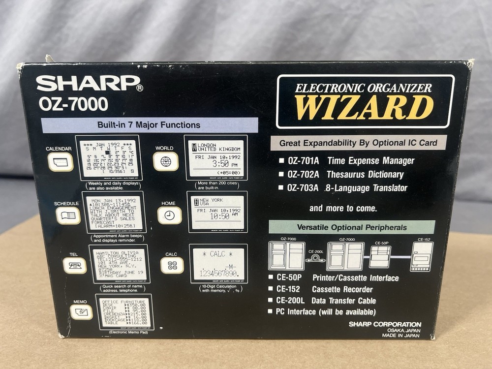 Vintage 1989 Sharp OZ - 7000 Electronic Organizer Wizard Digital Japan Clean