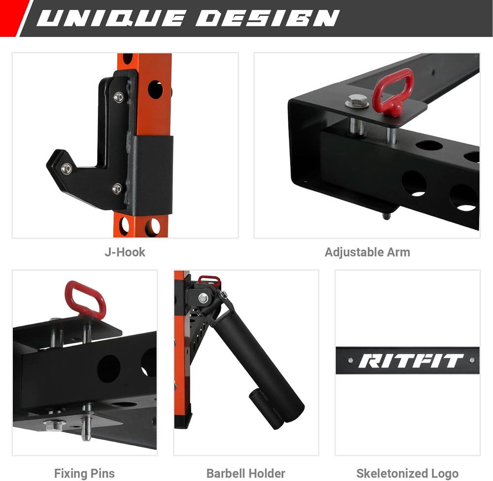 Space-Saving Wall-Mounted Folding Squat Rack with Attachments for Home Gym