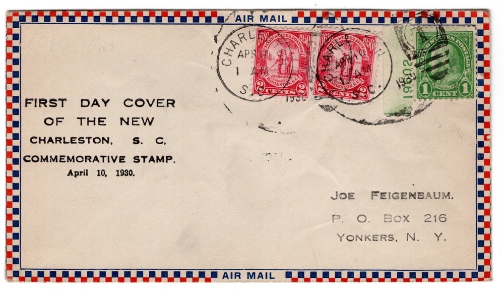 #683 Carolina - Charleston SC 1930 FDC -#30 Feigenbaum on Roessler Envelope