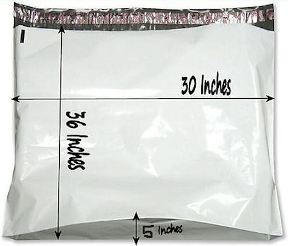 10 30x36x5 Extra Large White Poly Mailer Envelope Bag Expandable Gusseted