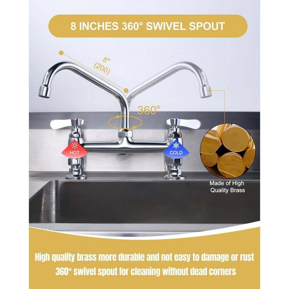 Multi-functional Double-Handle Deck Mounted Commercial Standard Kitchen Faucet