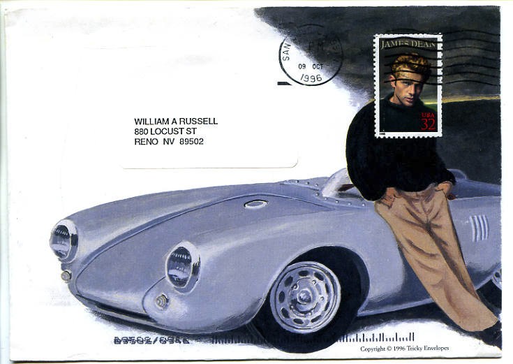 James Dean Tricky Envelope used 1996  5¼" x 7¼"