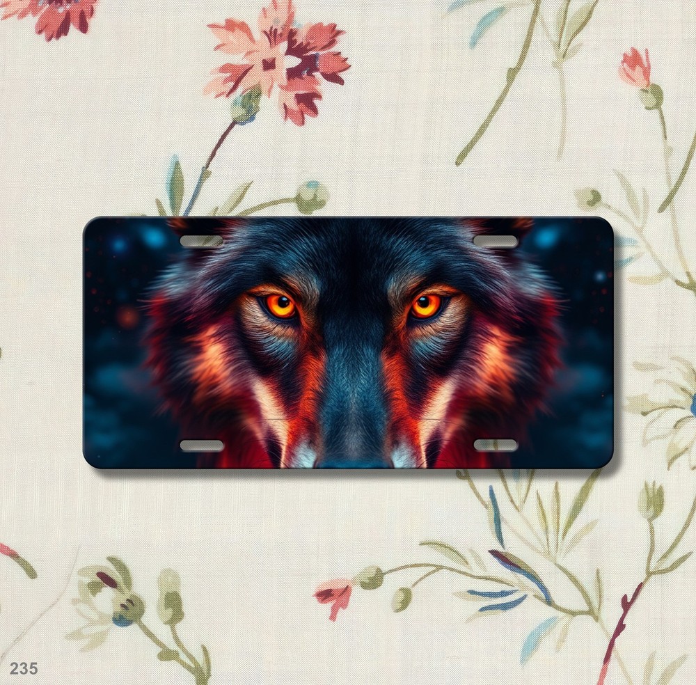 Intense Wolf License Plate Custom Front Plate Anniversary Gift