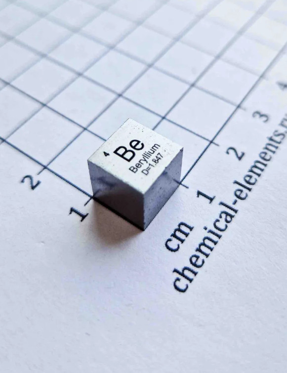 BE Beryllium - polished precision density cube 10mm - 1.847g