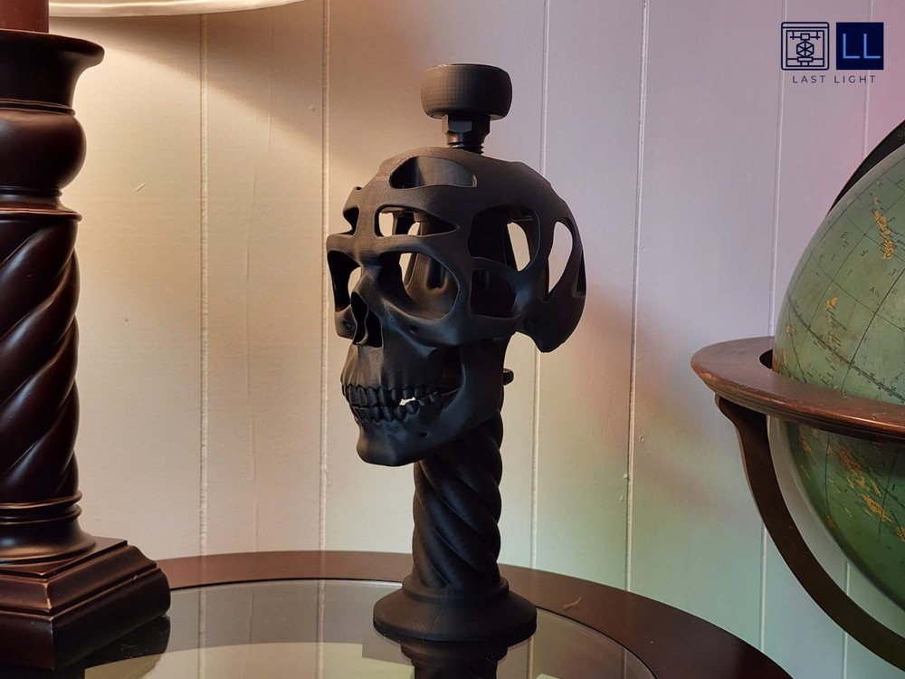 Helmet Pedestal Display with Skull - Unlit Version