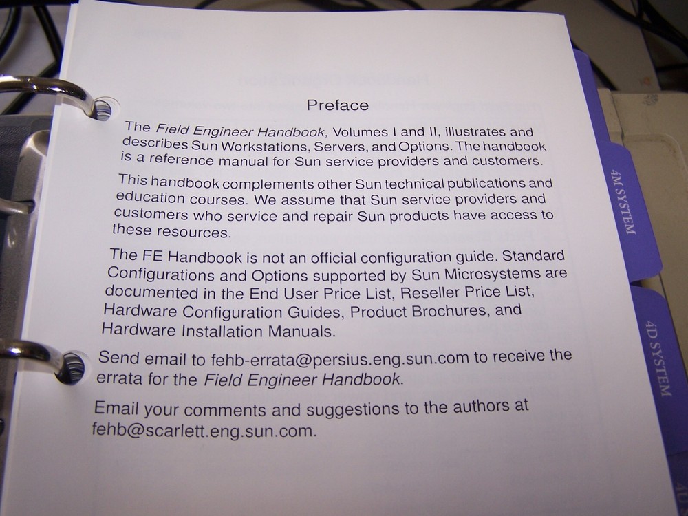 Sun Field Engineering Handbooks 1 & 2 - 1987
