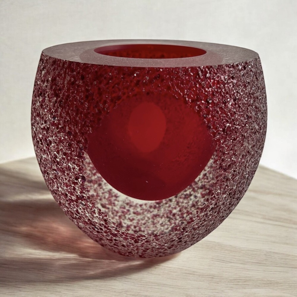 Ruby Red Modernist Italian Glass Vessel