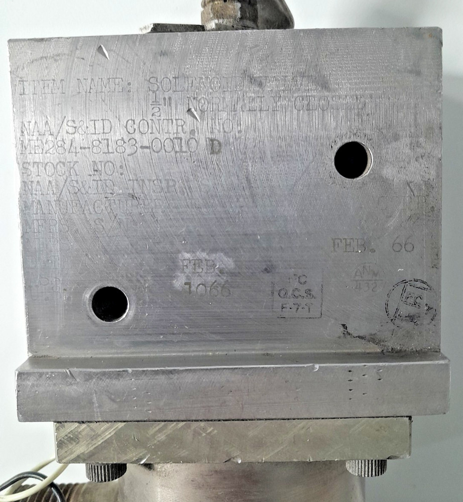 Surplus Futurecraft Solenoid Valve - Apollo Command Module - Rocket Engine NASA