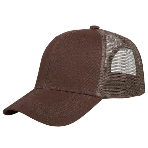 Trucker Hat Baseball Cap Structured Plain Design 6 Panel, One Size 1pk Brown
