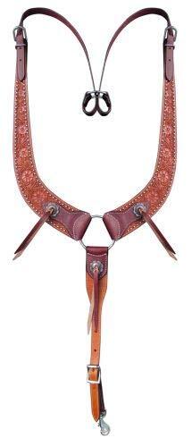 Showman Flower Tooled Leather Pulling Collar w/ Conchos & Leather Tassels