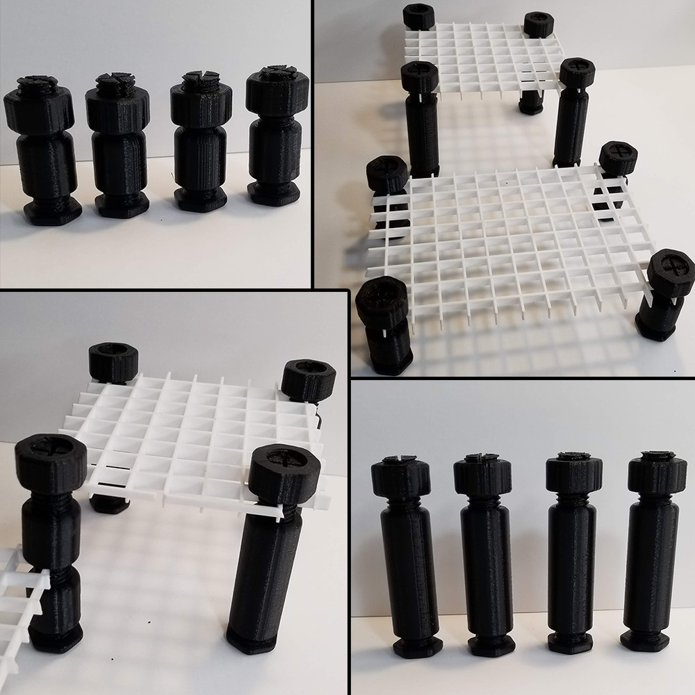 Egg Crate Adjustable Height Legs - 3D Printed - PETG
