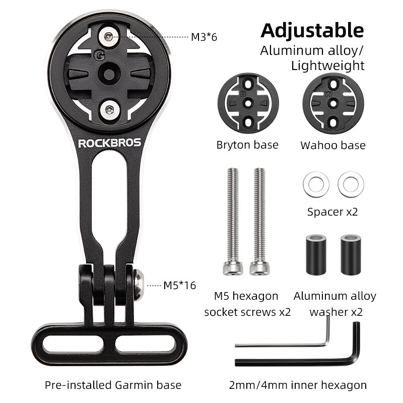 ROCKBROS Adjustable Out-Front Bicycle Mount - Aluminum Cycling Computer Mount