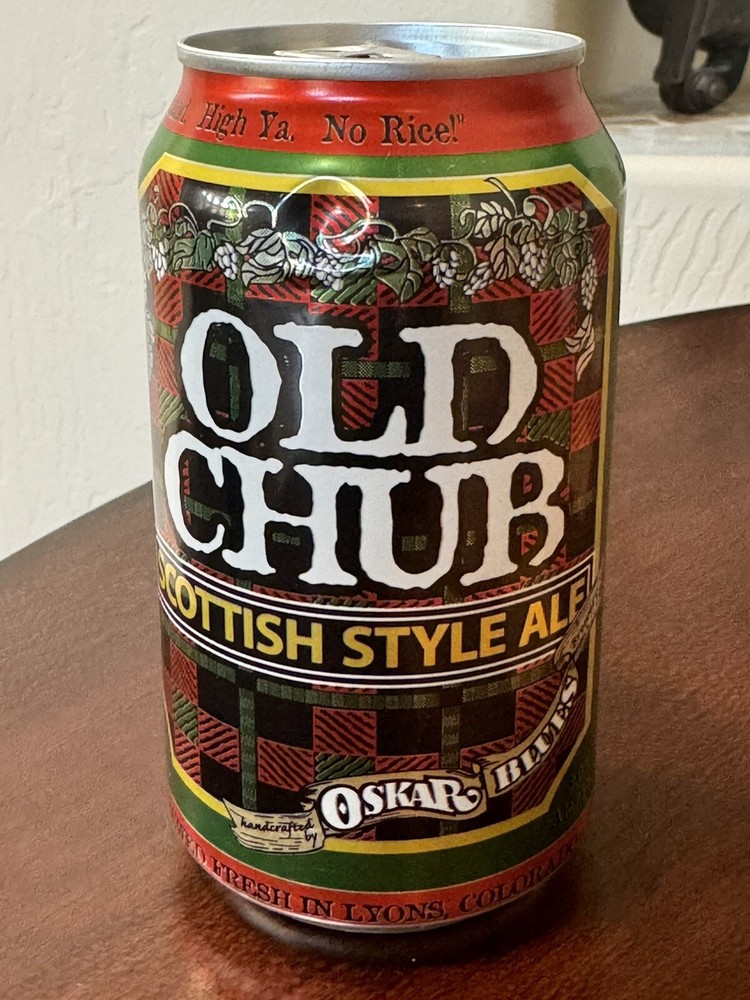 colorful  version - Old Chub Scottish Style Ale - Empty Beer Can Bottom Opened
