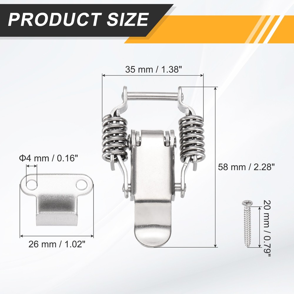 Stainless Steel Spring Loaded Toggle Latch, (S,Silver) (2 Pcs)