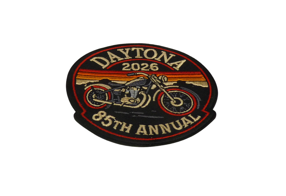 Daytona 2026, 85'th Annual Motorcycle Tan, Red Event Patch.