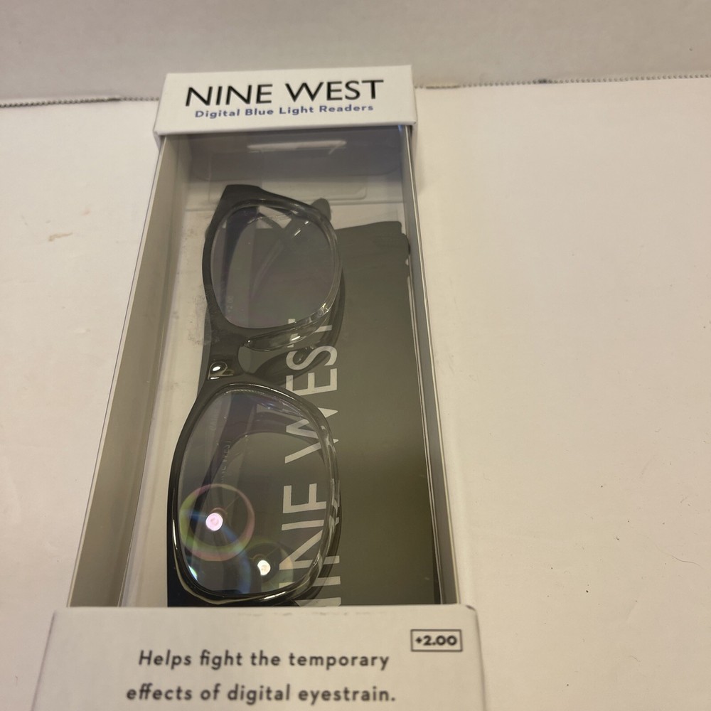 NINE WEST Digital Blue Light Filtering Glasses +2.00 Peyton Blackw/case