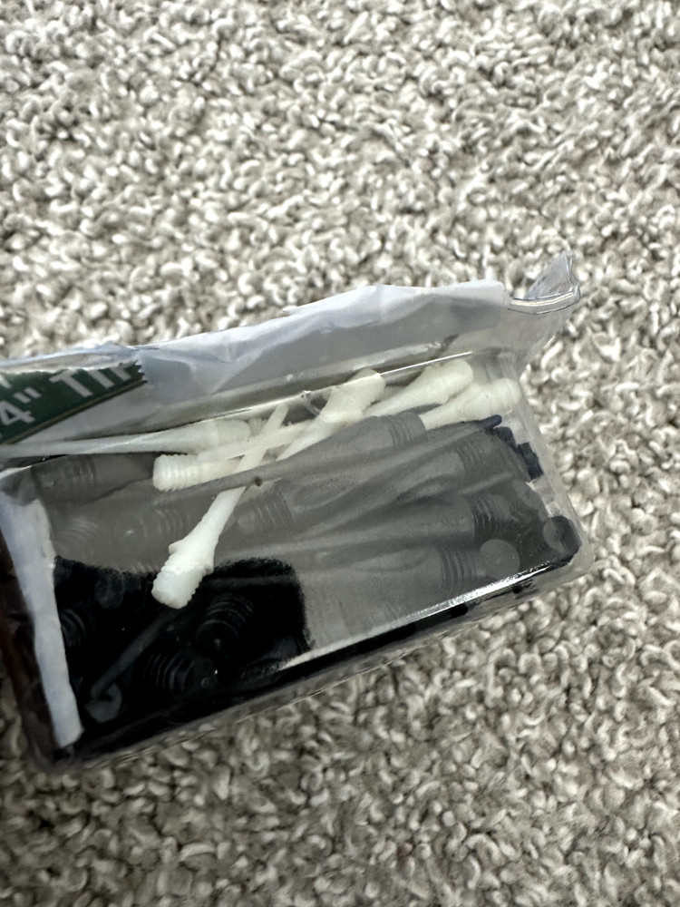 Plastic Dart Tips, white and black in color, 100 counts open box