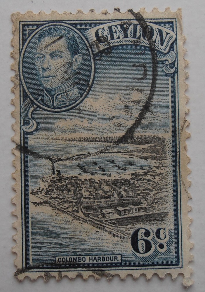 CEYLON 6 CENTS STAMP. COLOMBO HARBOUR.  GEORGE VI