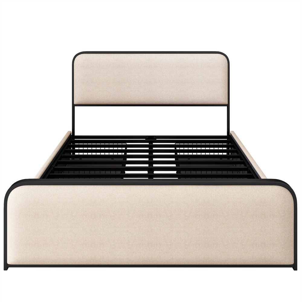 Queen/King Size Bed Frame Metal Platform Bed w/ Headboard & 4 Storage Drawer