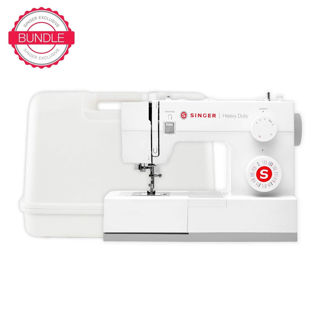 SINGER® Heavy Duty 4452 White Sewing Machine & Hard Case Bundle