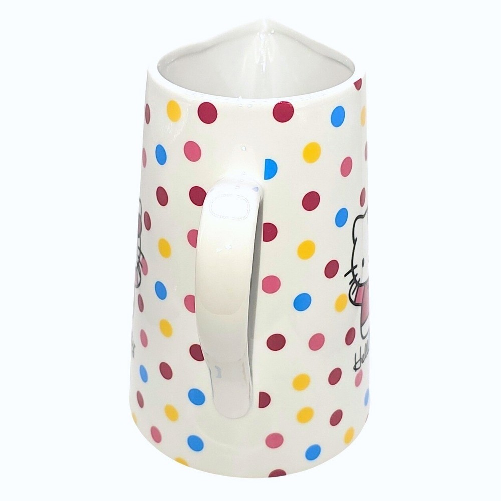 Hello Kitty Sanrio Ceramic Pitcher White Multi Color Polka Dot Character Jug