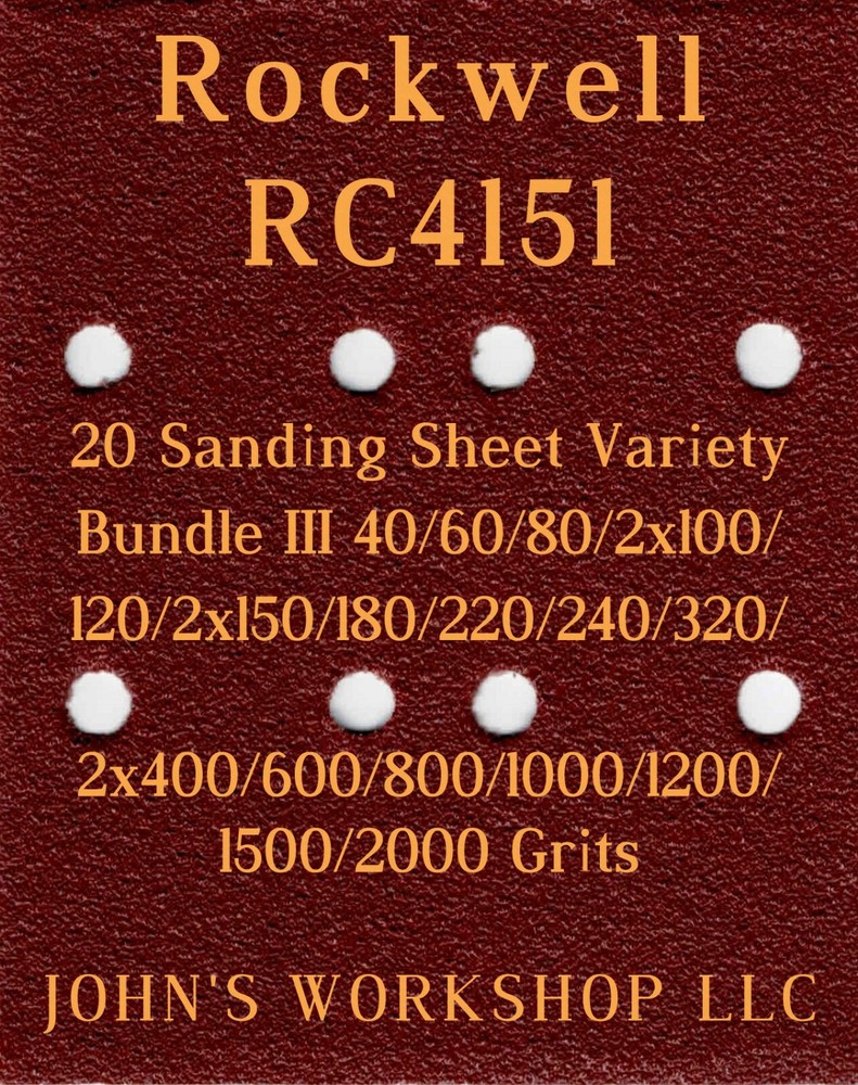 Rockwell RC4151 - 17 Different Grits - 20 Sheet Variety Bundle III