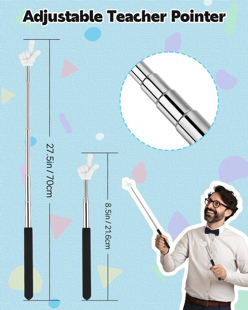 Retractable Teacher Pointer for Classroom Kids Reading, Dumero Extendable...