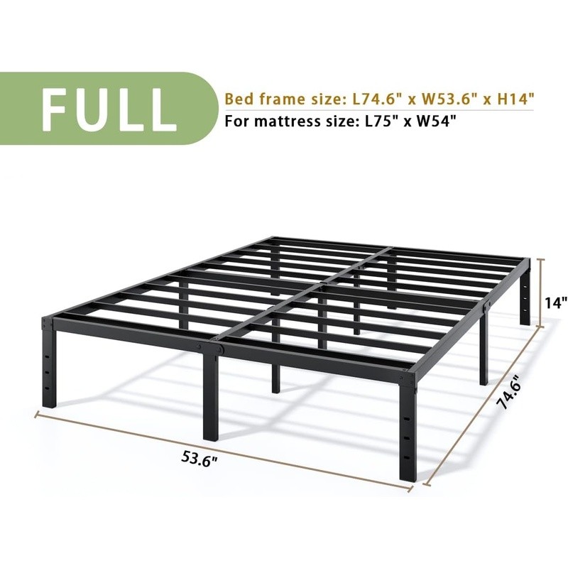 Sturdy Metal Full Bed Frame Noise Resistant Easy Assembly Space Saving Design US