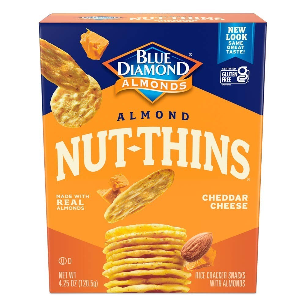6-Pack Blue Diamond Almonds Nut Thins Cheddar Cheese Cracker Crisps, 4.25 Oz