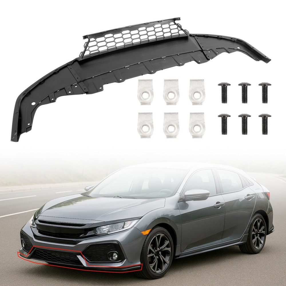 Front Bumper Grille Textured Black Plastic For 2017-2019 Honda Civic Hatchback