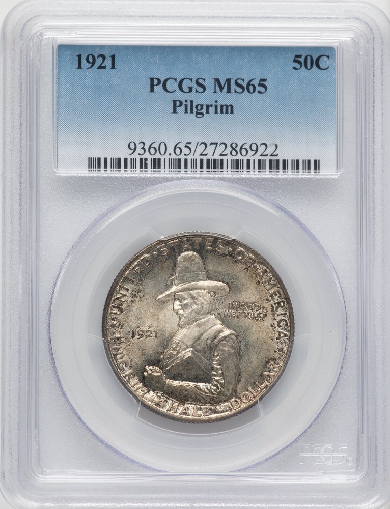 1921 Pilgrim Commemorative Half Dollar - PCGS MS65 -  GREAT STRIKE