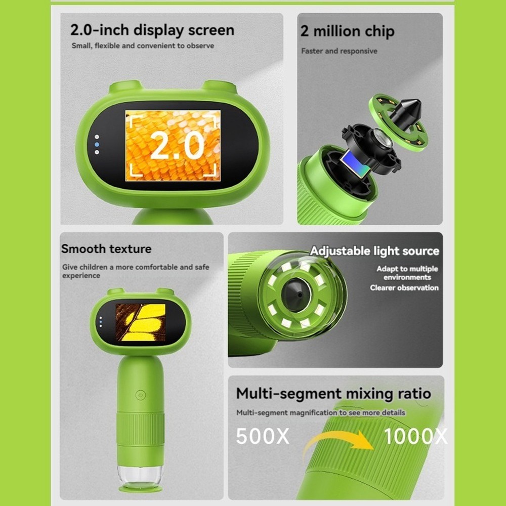 Digital Microscope Handheld Microscope with 2inch IPS Screen 1000X Portable4558