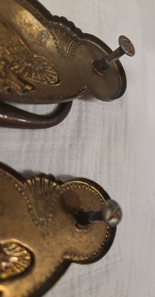 2 Vintage Ornamental Brass Drawer Pulls With Grouse Birds