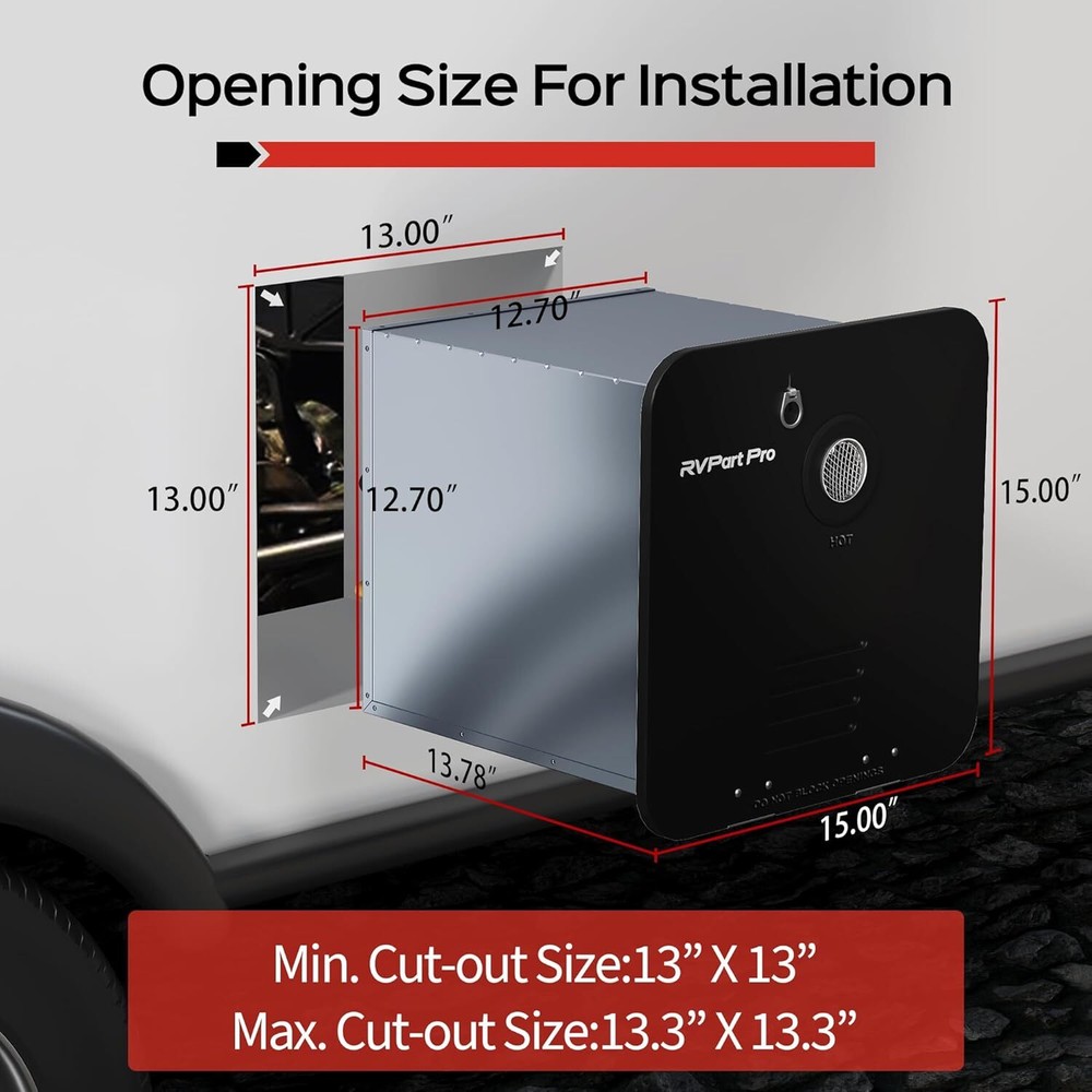 RVPart Pro 42000BTU RV Tankless Water Heater 12V Propane Instant Hot Water Black