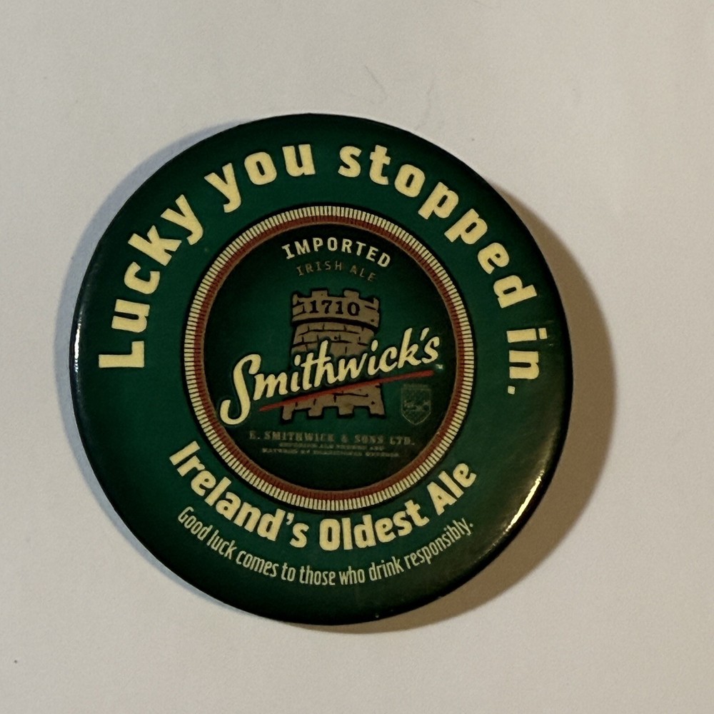 Smithwick’s Ireland’s Oldest Ale Pinback Button VTG