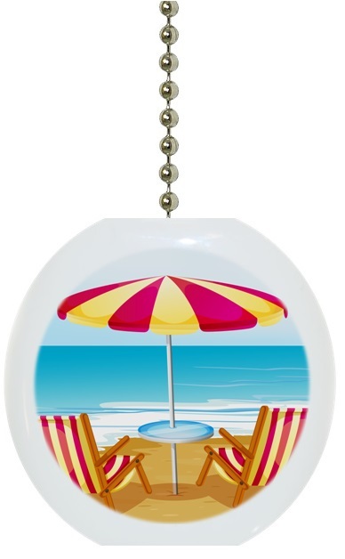 Beach Chairs Umbrella Tropical Solid CERAMIC Ceiling Fan Light Lamp Pull