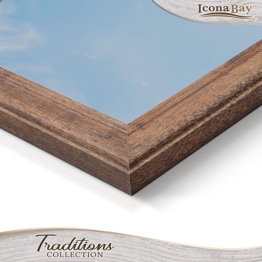 - 11X14 Chestnut Brown Picture Frame - Rustic Wood Pattern - Lightly Distressed