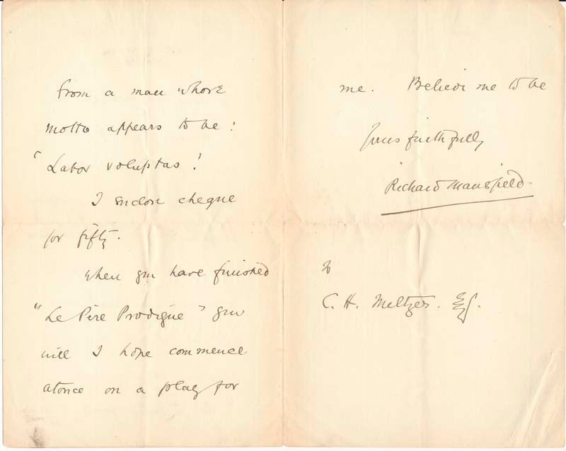 Richard MANSFIELD / Autograph Letter Signed