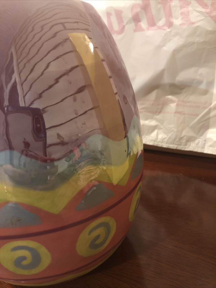 Ceramic Easter egg Painted Vase, candy dish, Candle Holder