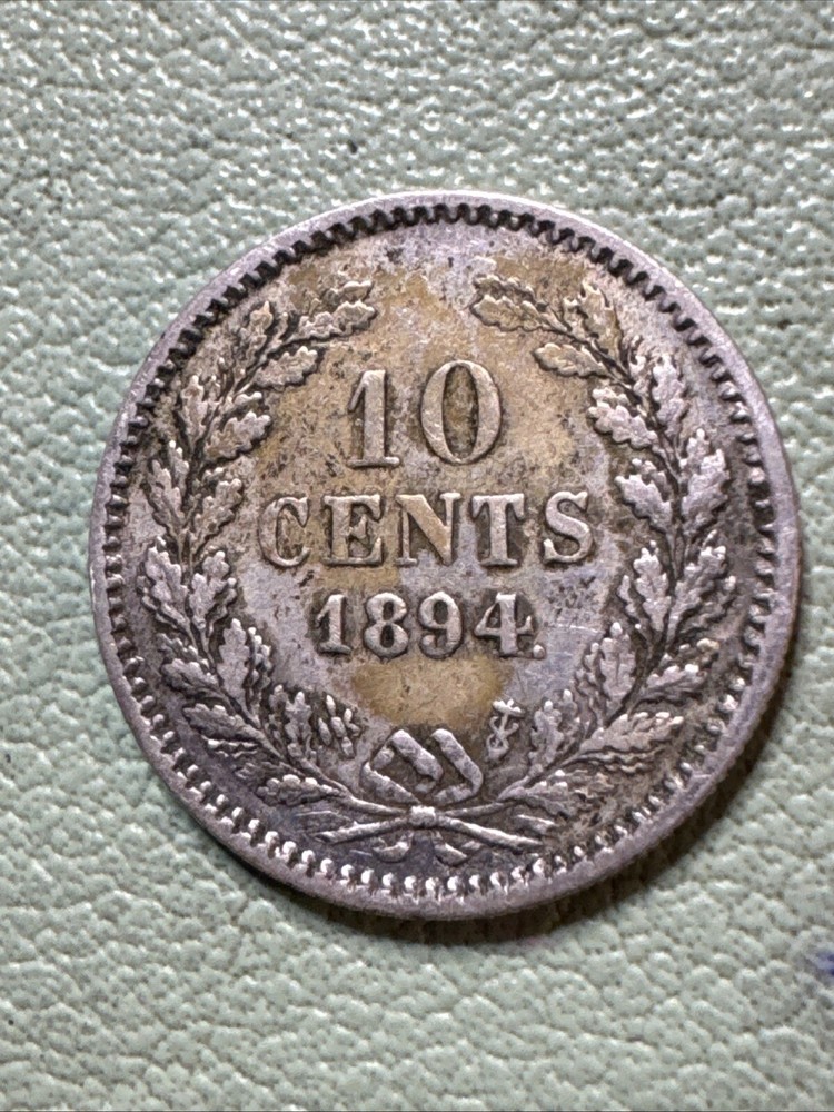 Netherlands - 10 Cents 1894 - Wilhelmina, Silver, Nice Quality