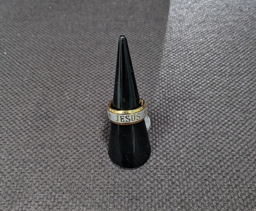 Jesus Cross New Two Toned 8mm Embossed Ring