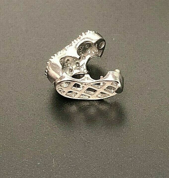 ADORABLE GENUINE DIAMOND BEAN STERLING SILVER OPEN PENDANT