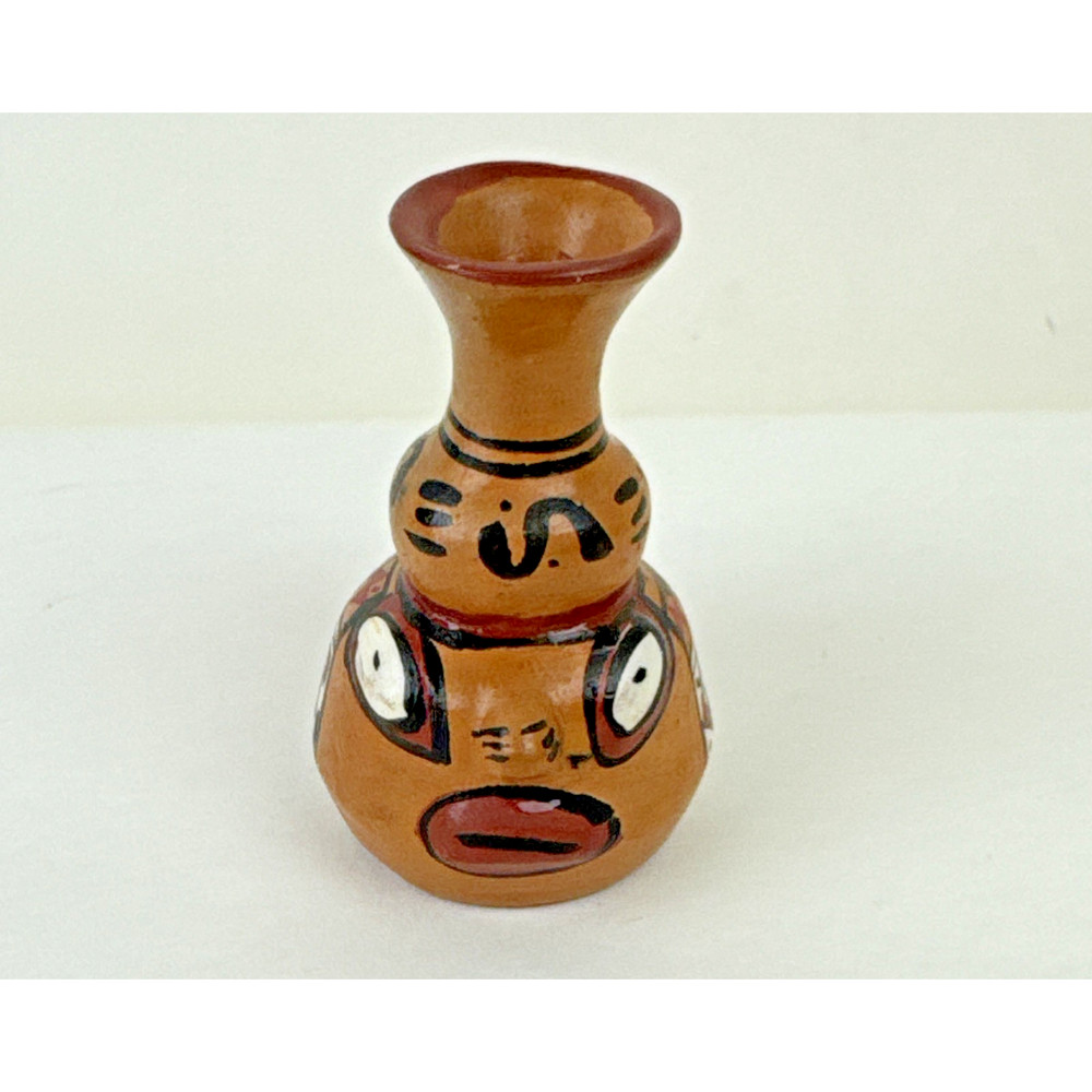 Miniature Clay Jug painted Face small terracotta