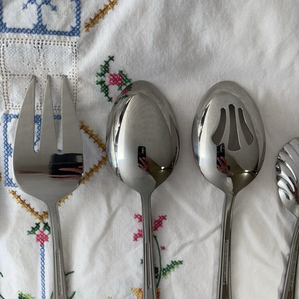 Reed & Barton BOULEVARD Stainless 5pc Hostess Serving Set - Ridges Glossy