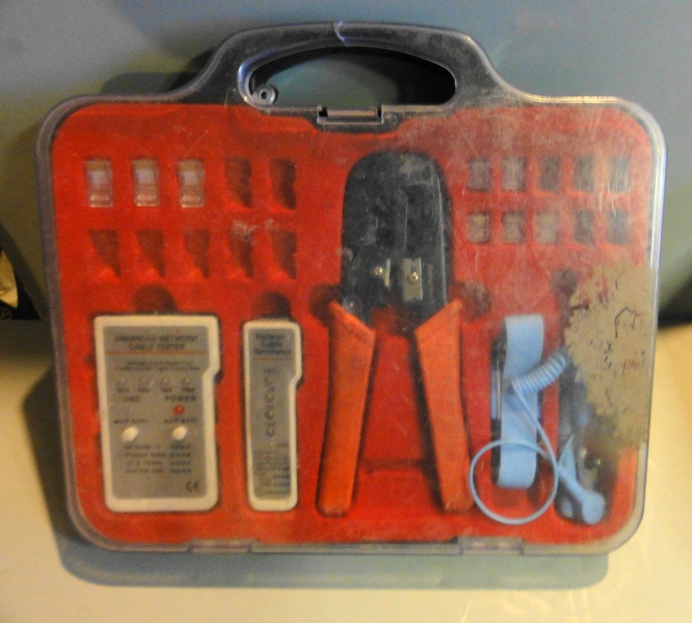 VINTAGE RADIO SHACK NETWORK CABLE WIRE CRIMPER TOOL KIT + TESTER & TERMINATOR