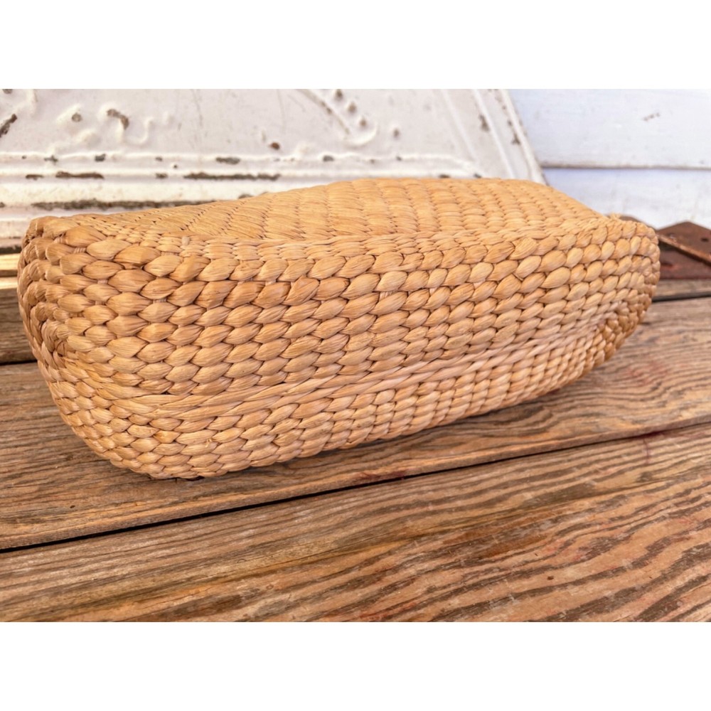 Vintage 1970s Woven Grass Shoe Planter Boho
