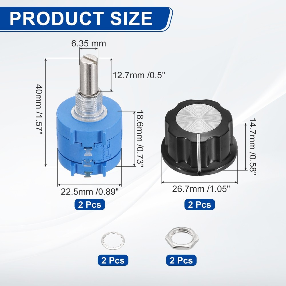 2 Sets 3590S-2-502L 5Kohm Precision Multi Turn Wirewound Potentiometer Type A03