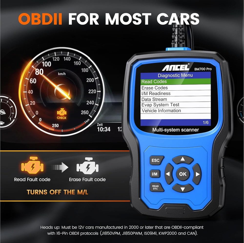 ANCEL BM700 Fit for BMW Scanner ABS Battery Registration Code Reader Diagnostic