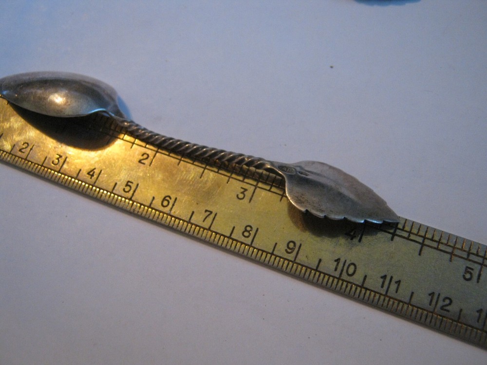 Dutch 833 Silver Twisted Stem Leaf Handle 4 1/4" Spoon, Sword & *AP* Assay Marks